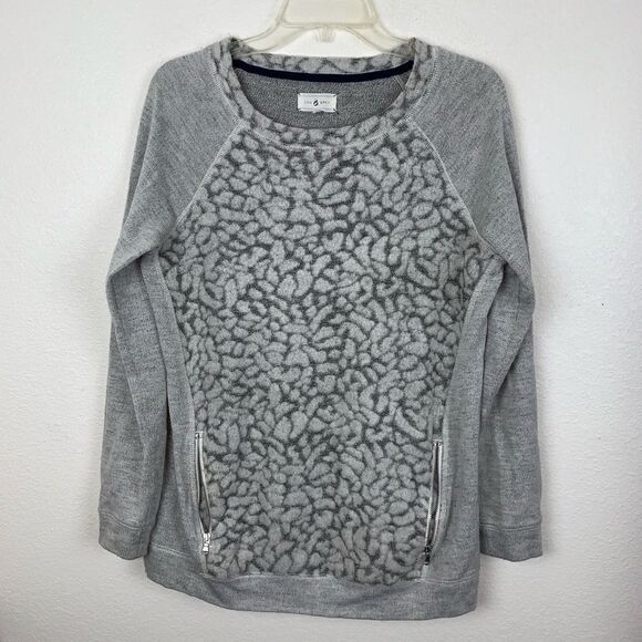 Lou & Grey Leopard Print Fuzzy Zip Sweatshirt Sm - Picture 1 of 8